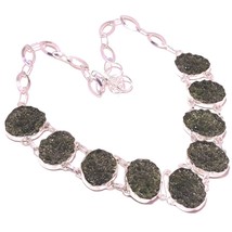Green Moldavite Handmade Gemstone Christmas Gift Necklace Jewelry 18&quot; SA 1114 - £14.30 GBP