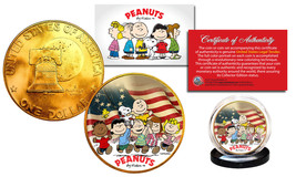 1976 PEANUTS Charlie Brown 24K Gold Plated IKE Dollar US Coin * Betsy Ross Flag - £10.99 GBP