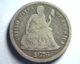 1876 SEATED LIBERTY DIME VERY FINE VF NICE ORIGINAL COIN BOBS COINS FAST... - $26.00