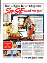 1940 G-E GENERAL ELECTRIC Refrigerator Mom boys red wagon Vintage Print ... - $25.98