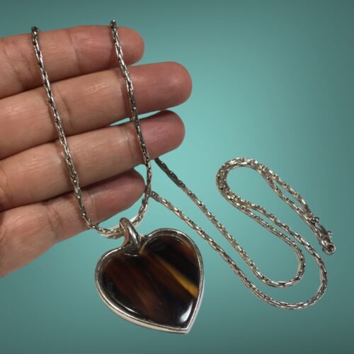 Primary image for Henkel & Grosse Germany modernist necklace sterling Silver Heart Pendant 41g 32”