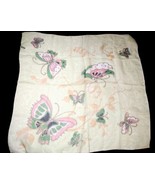 Vintage Japan Silk Vinal Blend Butterfly Sheer Scarf Hand Rolled Yellow ... - £10.45 GBP