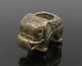 925 Sterling Silver - Vintage Petite Dark Tone Elephant Bead Pendant - PT13834 - £20.68 GBP