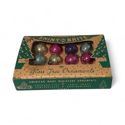 12 Shiny Brite Box Vintage Christmas Ornaments Small Solid Assorted Colors Item image 7