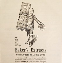 Baker&#39;s Extracts Vanilla Baking 1910 Advertisement Springfield Mass ADBN... - $29.99