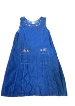 Vintage 90s Jessica Bloom Denim embroidered spring jumper Floral Pockets... - $25.91