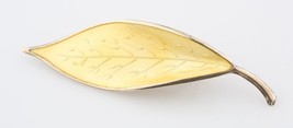 David Andersen Yellow Enamel Leaf Brooch Sterling Silver Made in Norway Vintage - $137.21