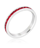 Silvertone Rhodium Plated Brass Round Red Crystal Stackable Eternity Ring - $393.15 MXN