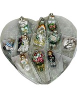 11 Vintage Glass Wedding Ornaments Heart Boxed Set Bride Groom Doves Chu... - $115.98 CAD