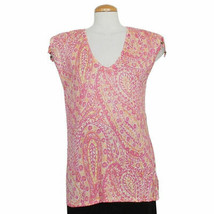 Ralph Lauren Orange Pink Silk Knit Paisley Top Xl - $69.99