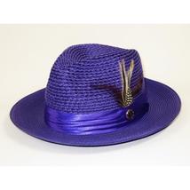 Men's Summer Spring Braid Straw style Hat by BRUNO CAPELO JULIAN JU914 Purple image 3