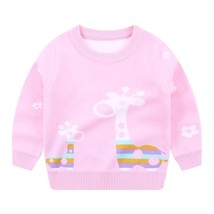 Kid girls Combed Cotton pullover sweater Cartoon Animal Print Round Neck... - $19.99