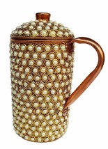 Pure Copper Jug Drink ware Set Dinnerware Tableware Pitcher outer decorated - £44.81 GBP+