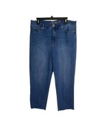 Seven7 Womens Jeans Size 14 Tower Straight Crop Raw Hem Medium Wash Pockets - £18.59 GBP