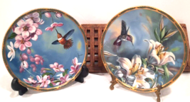 TWO (2) Cyndi Nelson Hummingbird Pickard Plates Numbered 1989 1990 Made in USA - £18.21 GBP