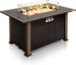Outdoor Propane Fire Pit Table - Csa Approved Safe 50,000Btu, Serenelife Slfptl - £408.50 GBP