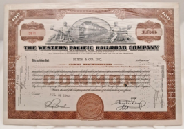 Western Pacific Railroad CO- 100 Shares Common Stock Certificate 1945: C... - £13.92 GBP