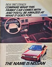 NISSAN 1987 STANZA-Family Car-Longer-Wider-1986 Vintage Print Ad - $12.64