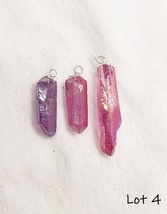 Pink Purple Wire Wrapped Quartz Gemstone Points - 3 Pcs - Jewelry making Supply - £3.24 GBP