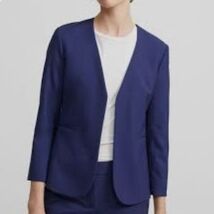 THEORY Lindrayia Navy Open-front Wool Blend Blazer Size 6 Career Academi... - $54.45