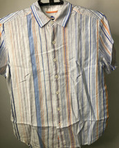 Tommy Bahama Relax Linen Shirt Mens Large Striped Button Up Hawaiian Cam... - $21.29