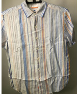 Tommy Bahama Relax Linen Shirt Mens Large Striped Button Up Hawaiian Cam... - £16.87 GBP