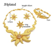 Dubai Gold color 24K jewelry sets African bridal wedding gifts flower pendant ne - £21.39 GBP