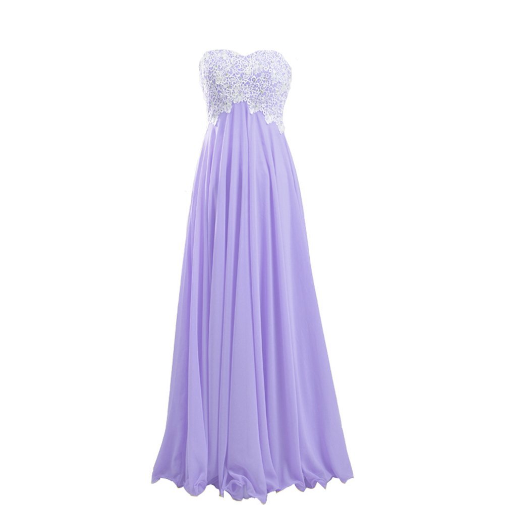 Kivary Women's White Lace Long Crystals Evening Prom Dresses Lilac US 18W