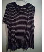 Womans Unbranded Black W/White Stripes Shirt  Sz 2XL 9008ARE - €13,03 EUR