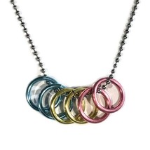 Pansexual Pride Freedom Rings Necklace 20&quot; Stainless Steel Ball Chain Lgbtq Flag - £7.95 GBP