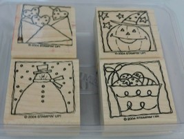 Stampin Up Festive Four Rubber Stamps Halloween Easter Valentines Day Holidays - £9.56 GBP