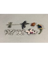 Lot Of 7 Vintage Brooches - Dragonflies, Mouse, Butterflies And Parrot - €17,12 EUR