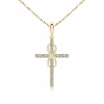 ANGARA Natural Diamond Cross and Pendant Necklace in 14K Gold (KI3, 0.06 Ctw) - £308.63 GBP