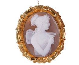 Large Antique 18k Gold Sardonyx Shell cameo dess with chalice - £1,381.70 GBP