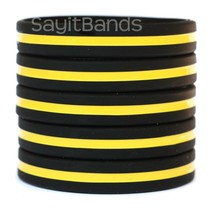 5 Thin Yellow Line Wristbands - Awareness for Security Guards, Tow Truck... - £4.65 GBP