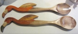 Carved Wood Bird Salad Spoon Fork - £29.13 GBP