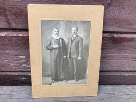 Vtg Old Studio Photograph Card 2 Men Masonic Ceremonial Robe 1800S - £11.69 GBP
