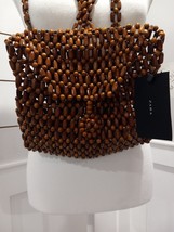 New Zara Women Wooden Bead Backpack Purse - £29.90 GBP