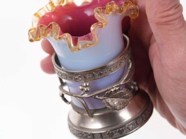 c1890 Cased opaline toothpick in silverplate holder - $168.30