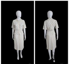 Vintage 1930s Juniors Fashion Carole King cream fitted jacket &amp; Skirt Suit W24&quot; - £146.40 GBP