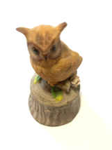 Resin Owl Sitting On Tree Trunk Log 3 in Tall Bell - $9.89