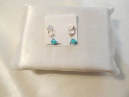 Department Store 1-1/8&quot; Silver Tone Aqua Dangle Drop Lever Back Earrings... - £5.28 GBP