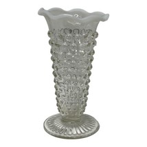Vintage Anchor Hocking Moonstone Glass Bud Vase, 5.5&quot; White Opalescent Hobnail - £13.41 GBP