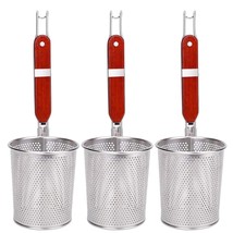 3 Packs Mesh Pasta Basket With Wooden Handle Stainless Steel Mesh Spider... - £31.12 GBP