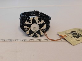 Beachcombers Fort Myers Florida Cuff Bracelet W-Shell Disc Black NOS - £10.12 GBP