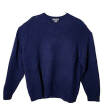 Eddie Bauer Men M Lambs Wool Blue Pullover Crewneck Tight Knit Sweater - $36.35