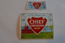 Chief Oshkosh 12 oz Bottle Label &amp; Neck Label Oshkosh Wisconsin   inv 41 - $5.00