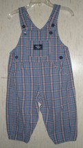 EXCELLENT BABY / INFANT OSHKOSH Baby B&#39;gosh PLAID DENIM OVERALLS  SIZE 18M - $18.65