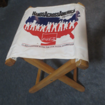 Coca-Cola Wood and Canvas Hands Across American Folding Stool in Box - $24.26