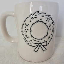 Rae Dunn &quot;HOLLY JOLLY&quot; Holiday Christmas Wreath White Mug or Cup Artisan Collect - £7.48 GBP